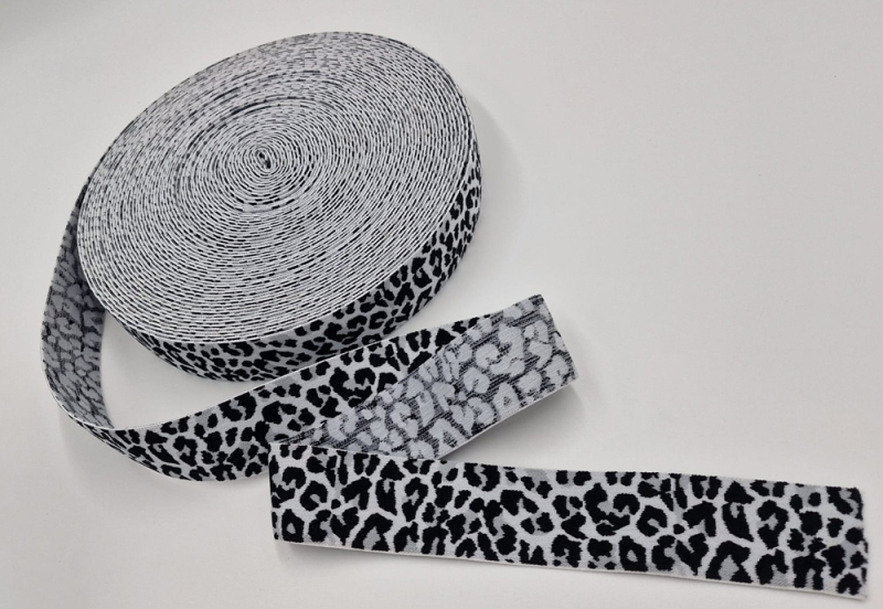 Gummiband Leo 40 mm weiss-grau